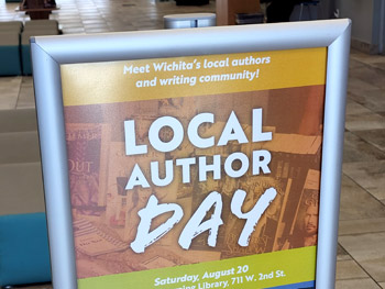Local Author Day sign at the library